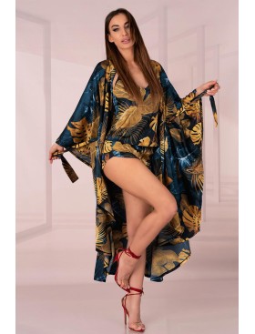 Халат с широкими рукавами LIVIA CORSETTI LC 90660 HANDIS SZLAFROK, Цвет: темно-синий, Размеры: S/M/L, изображение 3