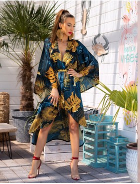 Халат с широкими рукавами LIVIA CORSETTI LC 90660 HANDIS SZLAFROK, Цвет: темно-синий, Размеры: S/M/L, изображение 4