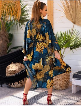 Халат с широкими рукавами LIVIA CORSETTI LC 90660 HANDIS SZLAFROK, Цвет: темно-синий, Размеры: S/M/L, изображение 5