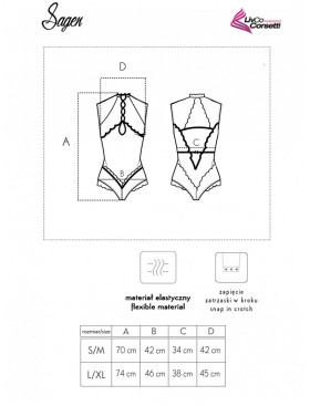 Соблазнительное боди с кружевом LIVIA CORSETTI LC 90694 SAGEN BODY, Цвет: черный, Размеры: S/M, изображение 4