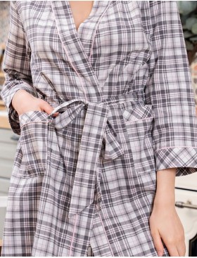 Хлопковый халат в клетку Mia-Amore CATARINA 1823, Цвет: серо-розовый, Размеры: S/M, изображение 4