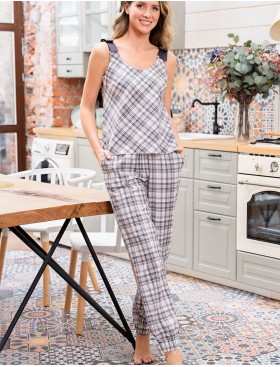 Комплект в клетку топ+брюки Mia-Amore CATARINA 1824, Цвет: серо-розовый, Размеры: XS, изображение 3