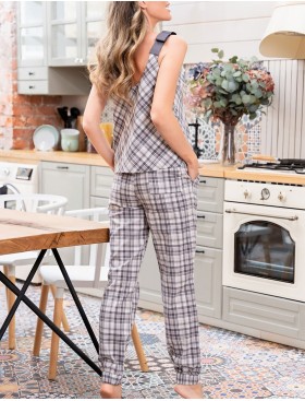 Комплект в клетку топ+брюки Mia-Amore CATARINA 1824, Цвет: серо-розовый, Размеры: XS, изображение 2