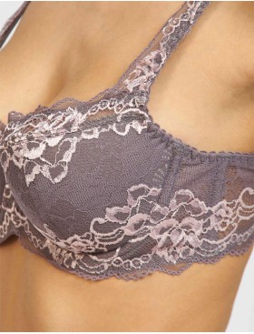 Бюстгальтер балконет кружево биколор Simona M 608 серо-розовый, Цвет: серо-розовый, Размеры: 70G, изображение 4