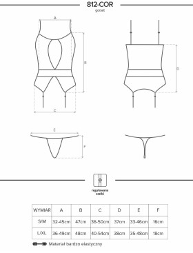 Корсет с трусиками Obsessive 812 CORSET, Цвет: черный, Размеры: S/M, изображение 5