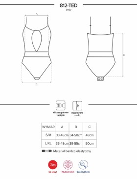 Эротическое боди Obsessive 812 TEDDY, Цвет: черный, Размеры: S/M, изображение 5