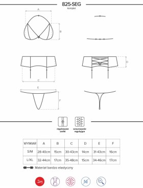 Сексуальный комплект Obsessive 825 SET с поясом, Цвет: синий/черный, Размеры: S/M, изображение 5