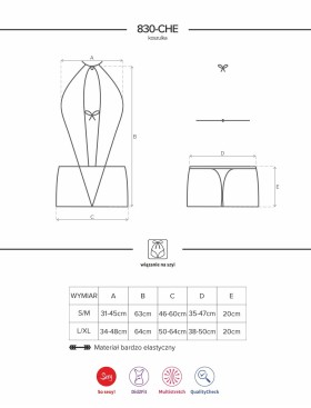 Сексуальная сорочка Obsessive 830 CHEMISE, Цвет: черный, Размеры: S/M, изображение 6