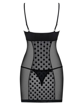 Сорочка с чашками на каркасах Obsessive DOTINA CHEMISE, Цвет: черный, Размеры: S/M, изображение 4
