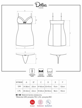 Сорочка с чашками на каркасах Obsessive DOTINA CHEMISE, Цвет: черный, Размеры: S/M, изображение 5