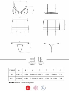 Комплект с поясом Obsessive SEDUSIA SET, Цвет: черный, Размеры: S/M, изображение 5