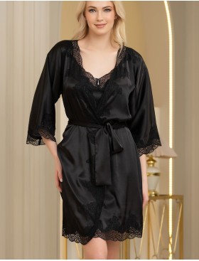 Халат из натурального шелка Mia-Amore ARIANNA 3943 черный, Цвет: черный, Размеры: S/M