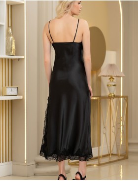 Длинная шелковая сорочка Mia-Amore ARIANNA 3944 черный, Цвет: черный, Размеры: 4XL, изображение 2