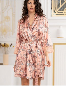Шелковый халат с запахом Mia-Amore POLIN 3923, Цвет: персиковый, Размеры: 4XL/5XL