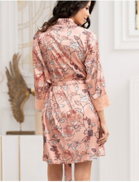 Шелковый халат с запахом Mia-Amore POLIN 3923, Цвет: персиковый, Размеры: 4XL/5XL, изображение 2
