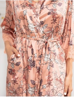 Шелковый халат с запахом Mia-Amore POLIN 3923, Цвет: персиковый, Размеры: 4XL/5XL, изображение 5