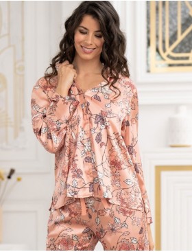 Шелковый жакет с брюками Mia-Amore POLIN 3926, Цвет: персиковый, Размеры: M, изображение 4