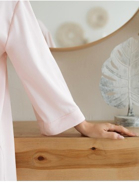 Короткий шелковый халат с перьями 5senses 7242, Цвет: розовый, Размеры: XS/S/M/L, изображение 5