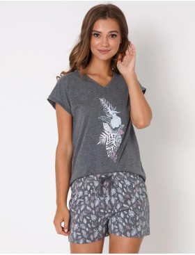 Пижама женская с шортами Aruelle KIMBERLY, Цвет: серый, Размеры: XS