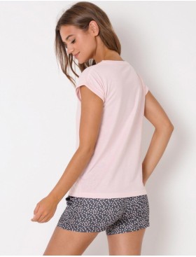 Пижамный комплект с шортами Aruelle TESSA, Цвет: розовый/серый, Размеры: XS, изображение 2