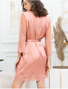 Короткий шелковый халат Mia-Amore AURELIA 3893 чайная роза, Цвет: чайная роза, Размеры: L/XL, изображение 2