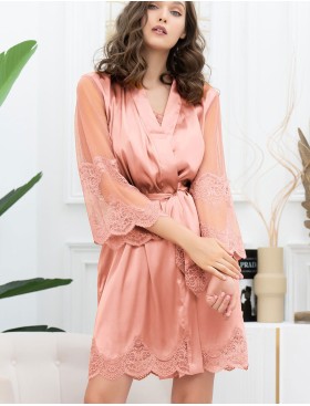 Короткий шелковый халат Mia-Amore AURELIA 3893 чайная роза, Цвет: чайная роза, Размеры: L/XL, изображение 6