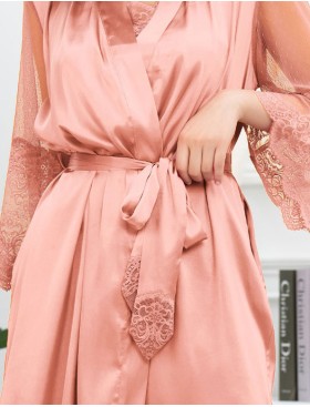 Короткий шелковый халат Mia-Amore AURELIA 3893 чайная роза, Цвет: чайная роза, Размеры: L/XL, изображение 5