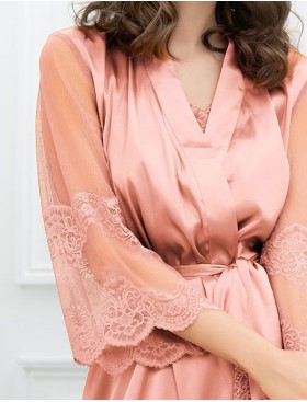 Короткий шелковый халат Mia-Amore AURELIA 3893 чайная роза, Цвет: чайная роза, Размеры: L/XL, изображение 4