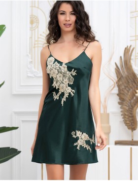 Шёлковая сорочка женская Mia-Amore FELLINI 3910 малахит, Цвет: малахит, Размеры: S