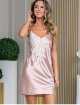 Шёлковая сорочка женская Mia-Amore FELLINI 3910 пудра, Цвет: пудровый, Размеры: XL