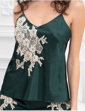 Пижама из натурального шёлка Mia-Amore FELLINI 3912 малахит, Цвет: малахит, Размеры: M, изображение 4