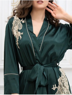 Шелковый халат-кимоно Mia-Amore FELLINI 3913 малахит, Цвет: малахит, Размеры: S/M, изображение 4