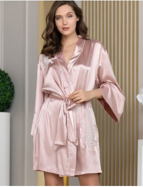 Шелковый халат-кимоно Mia-Amore FELLINI 3913 пудра, Цвет: пудровый, Размеры: L/XL