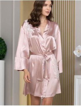 Шелковый халат-кимоно Mia-Amore FELLINI 3913 пудра, Цвет: пудровый, Размеры: L/XL, изображение 3