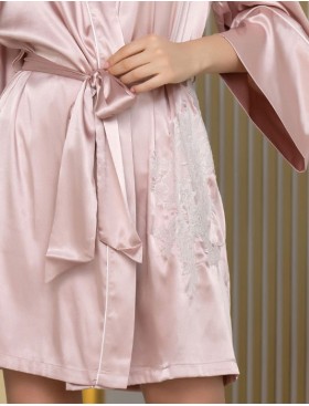 Шелковый халат-кимоно Mia-Amore FELLINI 3913 пудра, Цвет: пудровый, Размеры: L/XL, изображение 5