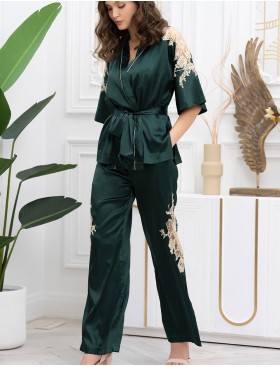 Пижама тройка из натурального шёлка Mia-Amore FELLINI 3916 малахит, Цвет: малахит, Размеры: 3XL, изображение 6