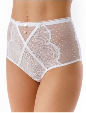 Высокие трусы слипы Coquette Revue DOTS 62114-01, Цвет: молоко, Размеры: S