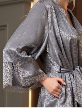 Атласный халат-кимоно Mia-Amore JOANNA 7313 серебристый, Цвет: серебристый, Размеры: S/M, изображение 3