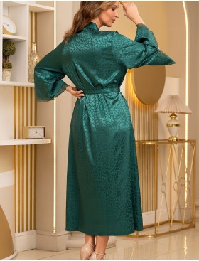 Атласный халат большого размера Mia-Amore JOANNA 7319 изумрудный, Цвет: изумрудный, Размеры: 2XL/3XL, изображение 2