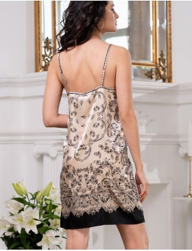 Короткая шелковая сорочка Mia-Amore PENELOPA 3691, Цвет: бежевый, Размеры: L, изображение 2