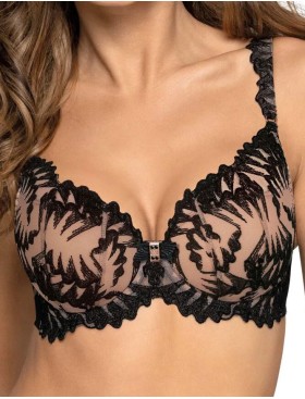 Бюстгальтер балконет пуш-ап Novika SOPHIE NOIR N01 PUSH UP, Цвет: черный+бежевый, Размеры: 60E