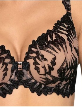 Бюстгальтер балконет пуш-ап Novika SOPHIE NOIR N01 PUSH UP, Цвет: черный+бежевый, Размеры: 60E, изображение 4