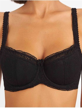 Бюстгальтер балконет Simona M 608 черный-сетка, Цвет: черно-сетка, Размеры: 90B