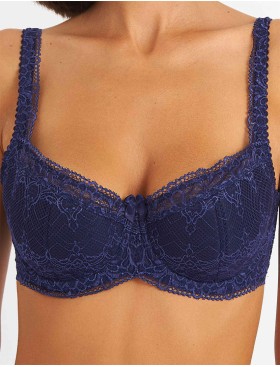 Бюстгальтер балконет Simona M 608 синий-сетка, Цвет: Синий-сетка, Размеры: 90B