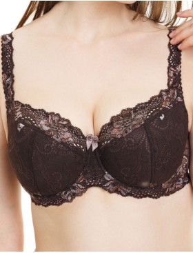 Бюстгальтер балконет кружево биколор Simona M 608 шоколад-радуга, Цвет: шоколад-радуга, Размеры: 70E