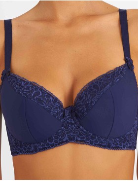 Бюстгальтер полумягкий Simona M 610 синий-сетка, Цвет: Синий-сетка, Размеры: 75H