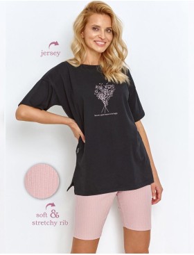 Женская пижама Taro 2874 JUNE, Цвет: черный/розовый, Размеры: XL