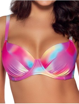 Верх купальника на тонком поролоне Ava SK163 U Pastel Tie Dye, Цвет: розовый микс, Размеры: 90I