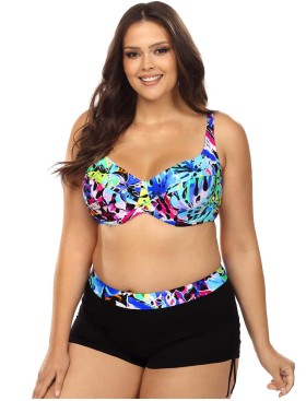 Купальник мягкий с шортами Lorin L3113/2 BIG, Цвет: флора, Размеры: 80F