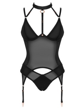 Корсет с пажами для чулок Obsessive BRASICA CORSET, Цвет: черный, Размеры: M/L, изображение 4